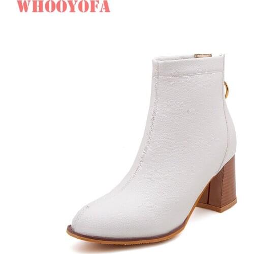 New Quality Winter Comfortable Black White Women Ankle Party Boots Lady Shoes High Heels W3-29 Plus Big Small Size 11 32 43 46