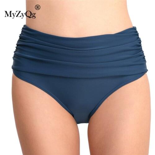 Large Size Women Sexy Pleated Swimming Bottom Beach Shorts Conservative Tankini Swimwear Swimsuit Beachwear High Waist Separates