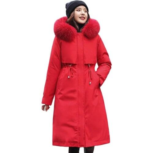 2021 Winter Jackets For Women Long Solid Wool Liner Long Female Parkas Plus Size Hooded With Fur Collar Thick Coat