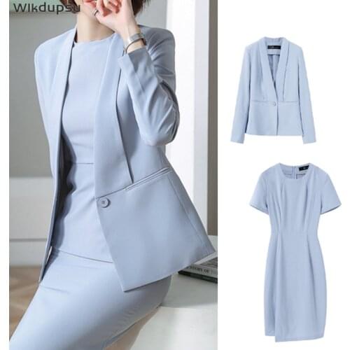 Dress Suits Women Plus Size Fashion Elegant Black Blue Office Ladies Formal Business Work Wear Clothes Outfits Two Piece Set