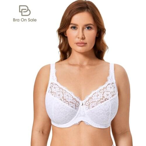 Womens Non Padded Full Coverage Underwire Lace Bra Plus Size