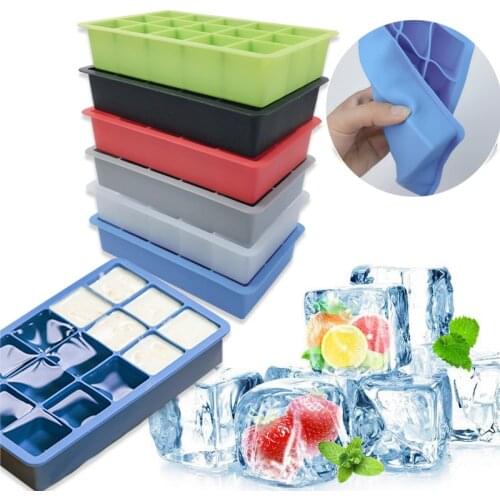 1PC Silicone Ice Cube Maker Form For Ice Candy Cake Pudding Chocolate Molds Easy-Release Square Shape Ice Cube Trays Molds