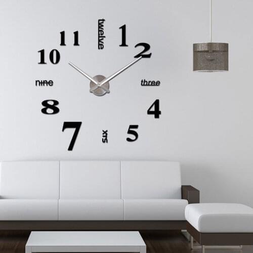 GZ205 47 Inch Large Size Acrylic EVA Foam Mirror Wall Clock 3D Silent Quartz Clock Reloj Pared 3 d