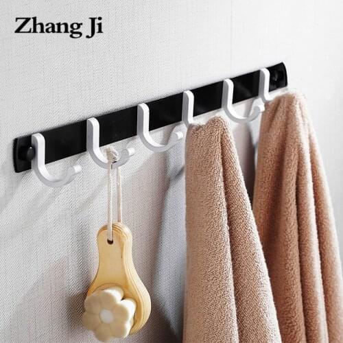 Zhangji Bathroom Shelves Robe Hooks Bathroom Aluminum Accesorios Bathroom Hooks for Towels Coat Hanger Soild with Screw