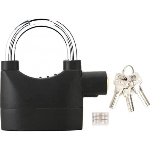 Aluminum alloy Anti-theft Padlock Waterproof Siren Alarm Lock for Motorcycle Bicycle Door Window Security Keyed Locks Black