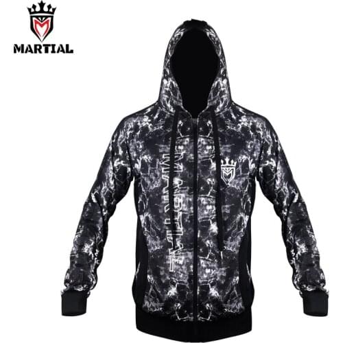 Martial :Fitness zipper hoodies bjj/mma training embroidery sweater with hat crossfit Full length sleeve sweatshirts