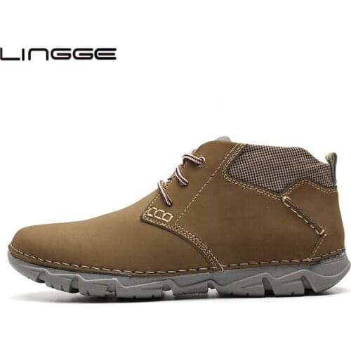 LINGGE New Design Spring Mens Boots, Fashion Lace Up Men Casual Shoes, New Ankle Boots For Man Size 45 #M5327-10