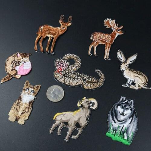 1 Piece Ferocious Tiger Animal Lion Wolf Bear Wild Boar Patches Backpack Decoration Applique Iron on Patch Snake Badges