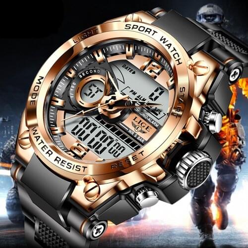 2021 LIGE New Arrival Mens Watches Top Brand Luxury Sport Watch For Men Waterproof Week Date Electronic Digital Clock Male+Box