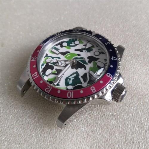 316L Stainless Steel Watch Bezel Case with Camouflage Luminous Dial for NH35 Watch Movement 39.5mm Mens Mechanical Watch