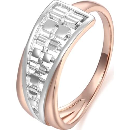 FJ 8MM Women Men 585 Rose Link White Small Square Rings Wedding Rings