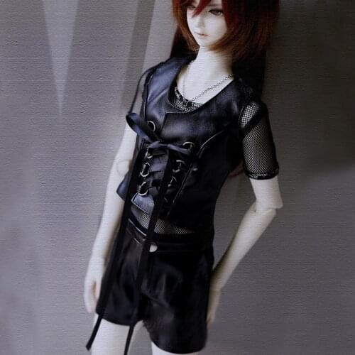 D03-P545 children toy BJD DD SD MSD 1/4 1/3 dolls Photo props clothes Black vest with shorts 2pcs/set