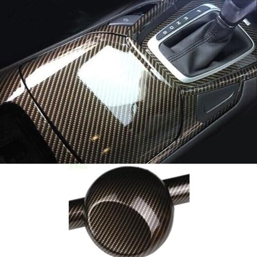 Glossy Black Gold Car Interior Styling Accessories 3D Carbon Fiber Car Body Film Viny Wrap Stickers