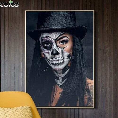 Clown Skull Girls Wall Art Poster Print Canvas Painting Moive Figure Woman Home Decor Picture Wall Painting for Living Room