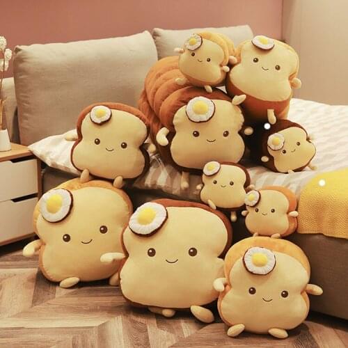 Creative Simple Simulation Toast Plush Stuffed Toy Poached Egg Sliced Bread Long Pillow Large Sleeping Soft/comfortable Cushion