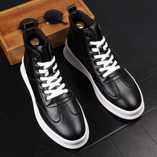 Stephoes 2020 New Luxury Brand Men Fashion High Top Sneakers Spring Autumn Casual High Shoes Men Leather Boots Microfiber Shoes