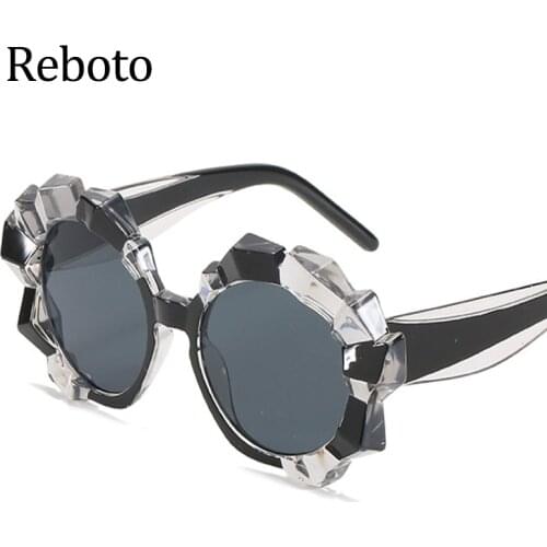 Round Sunglasses Women 2021 Fashion Big Frame Stone Luxury Vintage Driver Sun Glasses Female Trend Retro Shades Eyewear