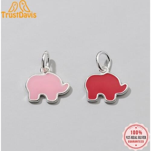 TrustDavis 2021 Real 925 Sterling Silver Fashion Sweet Animal Elephant Charm Pendant Handmade DIY Accessories Wholesale DZ32