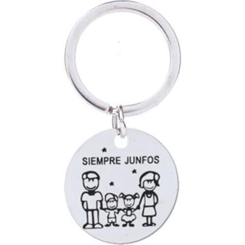 Hot fashion siempre junfos forever family gathering Stainless steel keychain Spanish Men and women jewelry