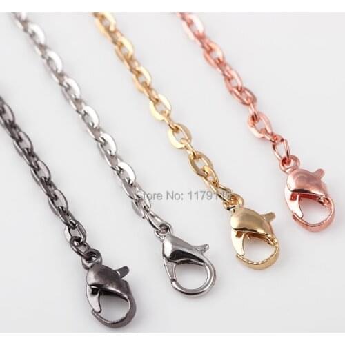 10Pcs Mix Color Flat Link Chain DIY Necklaces For Floating Memory Glass Locket Jewelry Wholesale
