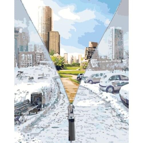 Zipper City Painting By Numbers Kit Landscape Creative Diy Oil Acrylic On Canvas Adult Set Decoration Art Coloring Picture Gift