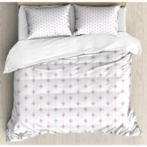 Bohemian Duvet Cover Set Traditional Inspired Flourishing Oriental 3 Piece Bedding Set Pale Purple Pale Mauve and Baby Pink