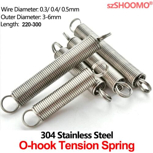 304 Stainless Steel Pullback Tension Cylindroid Helical Coil Small Mini Extension Spring WD 0.3mm 0.4mm 0.5mm