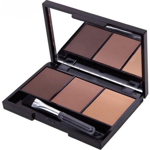 3 Colors Big Sale Professional Kit Long Lasting Eyebrow Powder Shadow Palette With Soft Brush And Mirror 51215
