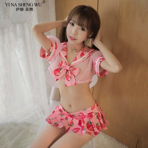 Sexy Underwear Women Kawaii Japanese School Girl Uniform Mini Top Skirt Cosplay Costume EroticLingerie Sailor Set Mesh Nightwear