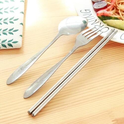 Portable Travel Tableware Set Stainless Steel Dinnerware With Box Kitchen Fork Spoon Dinner Set For Kid School Cutlery