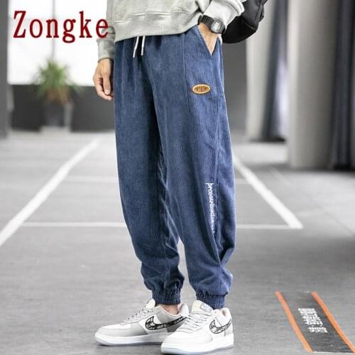 Zongke Casual Corduroy Pants Men Japanese Streetwear Trousers Men Pants Joggers Sweatpants Men Clothing Hip Hop 2021 M-3XL