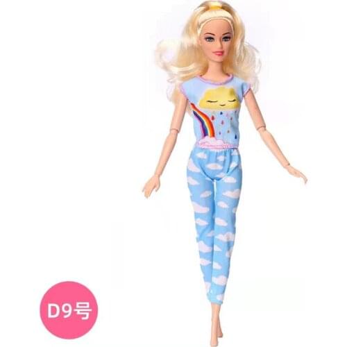 Blue Sky Rainbow Cloud Print Shirt Pants Fashion 11.5" Doll Clothes for Barbie Outfits Tops Trousers 1/6 BJD Playhouse Accessory