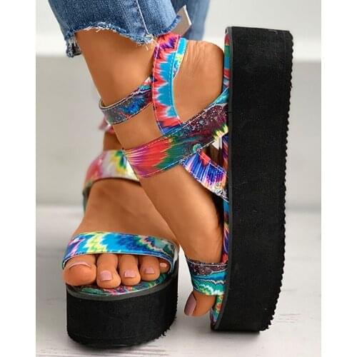 Women Ankle Strap Sandals Womens Platform Flat Summer Ladies Comfortable Fashion Mixed Color Shoes Female Footwear Plus Size 43