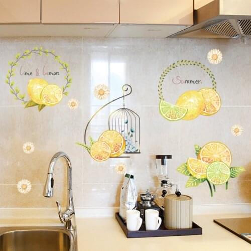 [SHIJUEHEZI] Lemons Wall Stickers DIY Fruits Mural Decals for Living Room Kids Bedroom Fridge Home Decoration Accessories