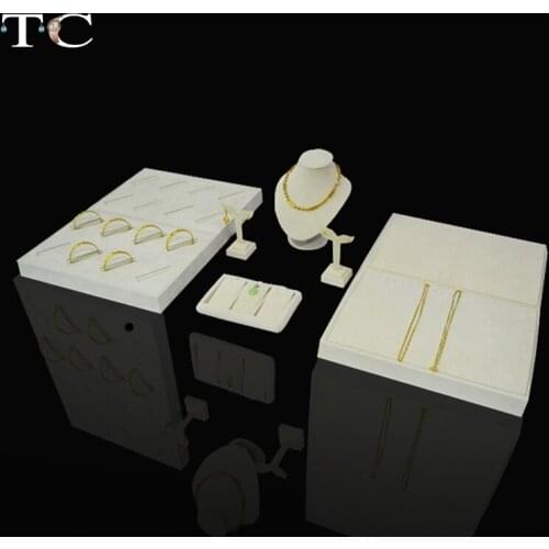 Free Shipping Beige Velvet Jewelry Display Showcase For Bracelet Chain Pendant Necklace Jewellery Stand Holder Rack 100*50*20cm