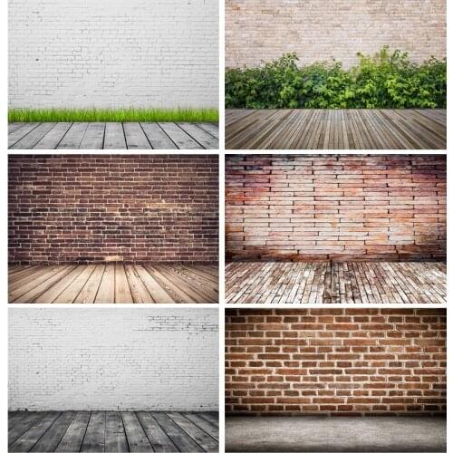 Vinyl Custom Vintage Brick Wall Wooden Floor Photography Backdrops Photo Background Studio Prop 21712 YXZQ-08