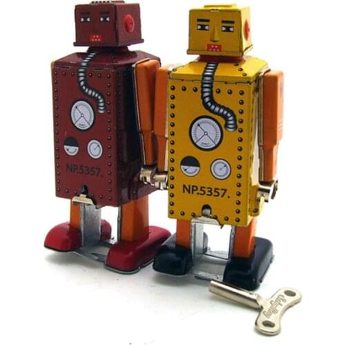 Vintage Children Toys Tin Robots Wind up Toys Home Collection Retro Craft Mini Robot Clockwork Wind Up Tin Toy