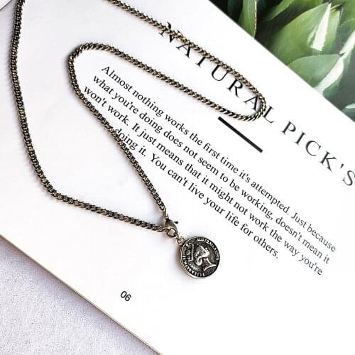 925 Sterling Silver Fashion Retro Round Human Head Pendant Necklace Female Unique Sweater Chain Jewelry Antique Jewelry
