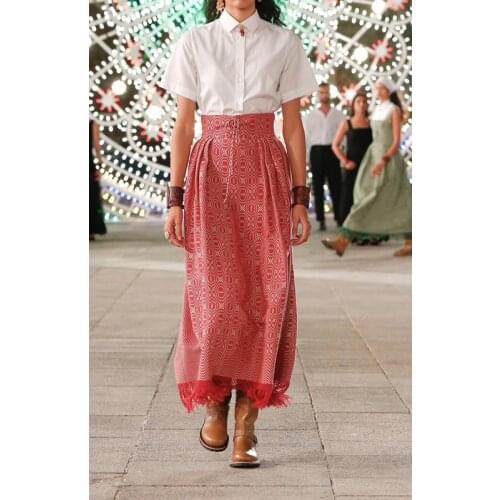 Autumn Winter Runway 11.20 Vintage High Waist Bandage Design Tassels Hem Women Elegant Fashion Print Pattern Long Skirt