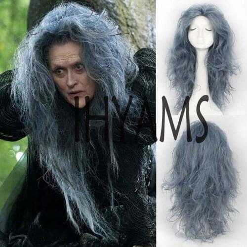 Into the Woods Witch Dark Blue Mix Cosplay Wig Women Newest Cos Wigs +Wig Cap