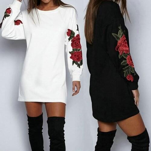 Autumn Winter O Neck Long Sleeve Womens Sweatshirt Dress 2021 New Fashion Floral Print Loose Ladies Mini Dress Vestidos