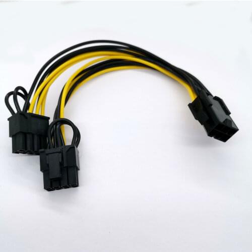 1pcs 18AWG PCI Express 6 pin to 2 Serial 8 pin Power Adapter Cable 6p to 8p PCIe Cable