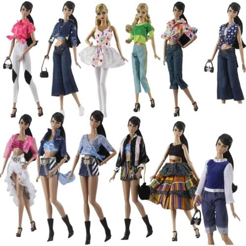 11.5" Doll Clothes For Barbie Accessories Outfits Set Shirt Coat Top Pants Socks Dress Skirt Bag Kids 1/6 BJD Dollhouse Toy Gift
