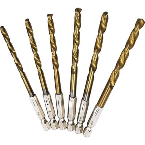 13 Pieces Hex Shank Drill Bit Set 4341 HSS Titanium Coated HSS Drill Bits for Wood Steel Plastic Metal Drilling
