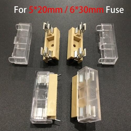5*20mm 5x20mm 6*30mm 6x30mm AUG Panel Mount Socket Block Box PCB Glass Tube Fuse Holder Case With Cover