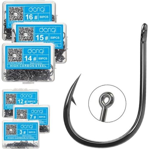 50pcs Fishing Hooks Set Barbed Single Circle Carp Hook High Carbon Steel Sea Fishinhook Fly Fishing Accessories