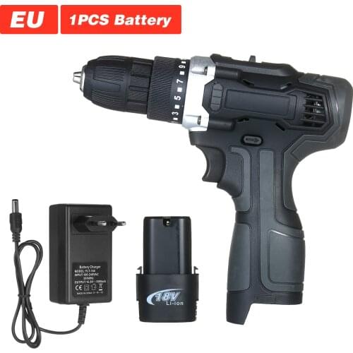18V Cordless Electric Drill Driver Fast Rechargeable 15+1 Clutch Max 50Nm Torque Variable Speed 3/8-inch Compact Electric Drill