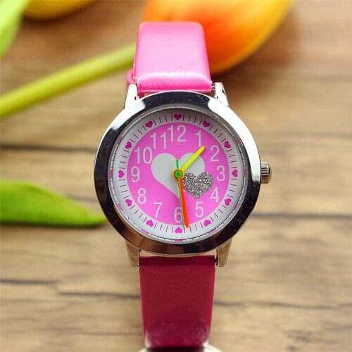 Free shipping kids gift watch lovely heart-shaped color hands cute little boys girls students cartoon quartz Reloj de correa