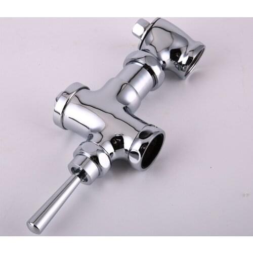 Free shipping hot sale solid brass flushing valve with hand pressing stool flush valve by polished chrome bathroom flusher valve