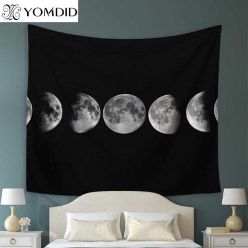 Moon Eclipse Changing Tapestry Black White Printed Moon Tapestry Yoga Mat Size 150*200cm Wall Hanging Tapestries Home Decoration
